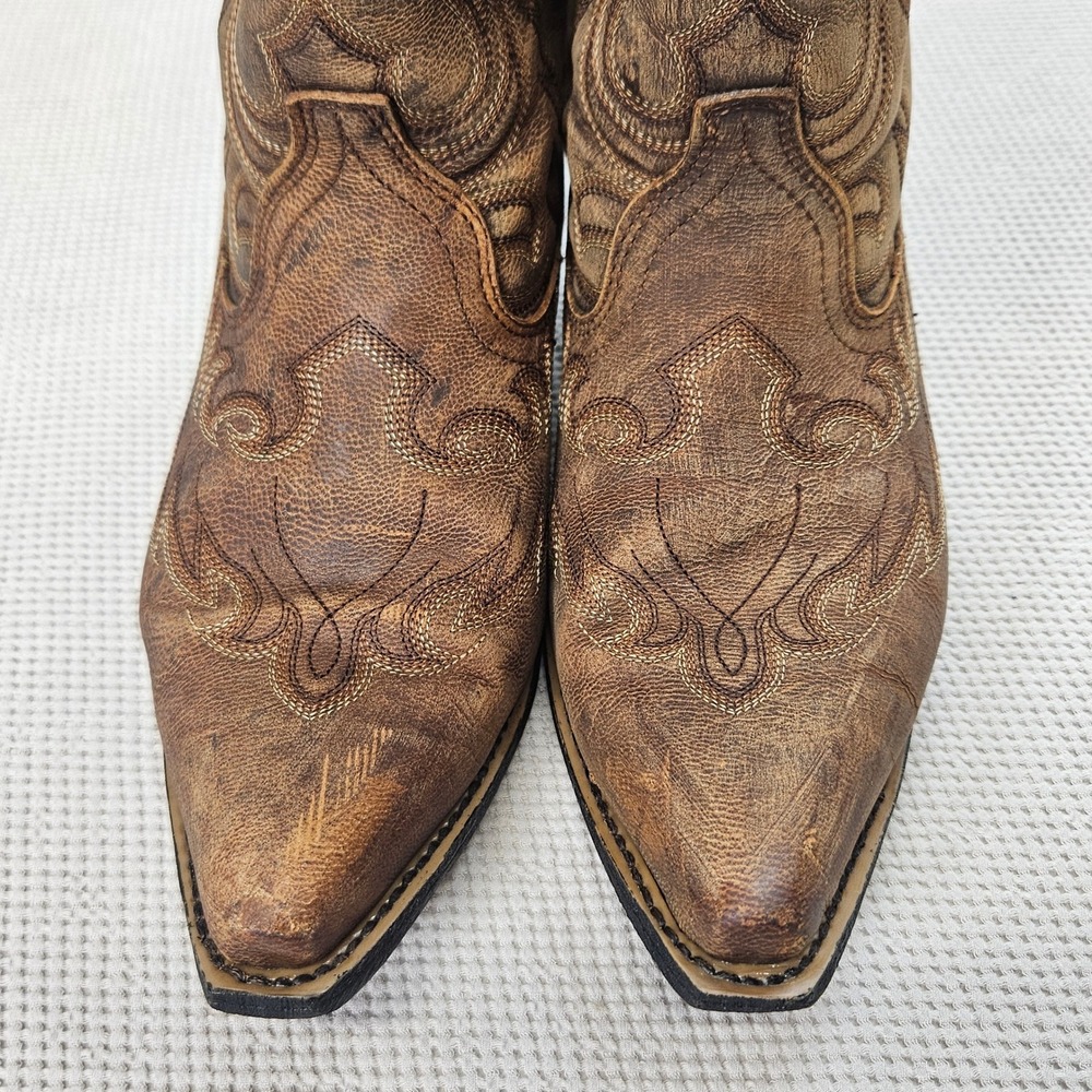 Laredo 52094 Womens Brown Distressed Leather Snip Toe Western Cowboy Boots 10M - Picture 5 of 16